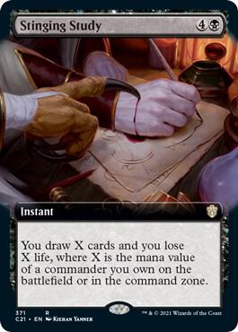 Stinging Study (Extended Art), Commander 2021 371