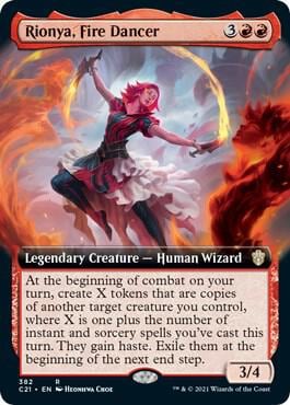 Rionya, Fire Dancer (Extended Art), Commander 2021 382