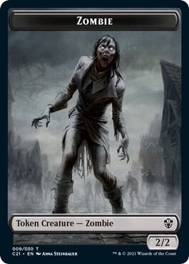 Zombie // Horror Double-Sided Token, Commander 2021 9 // 8