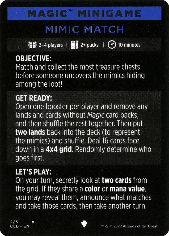 Magic Minigame: Mimic Match, Commander Legends: Battle for Baldur's Gate 2