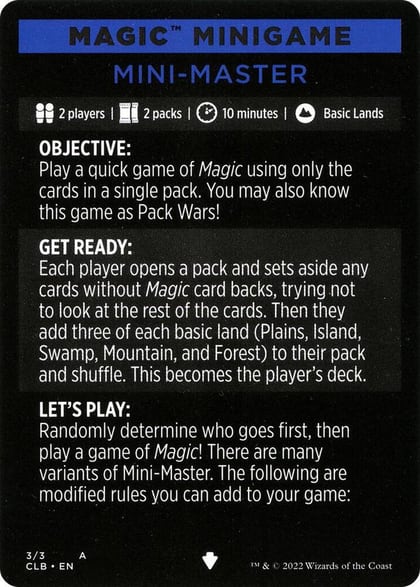 Magic Minigame: Mini-Master, Commander Legends: Battle for Baldur's Gate 3