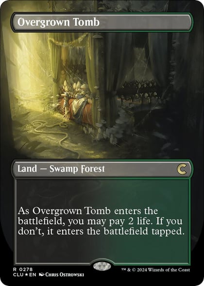 Overgrown Tomb (Borderless), Ravnica: Clue Edition 278
