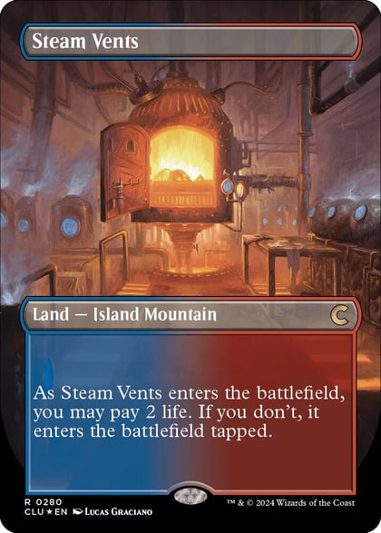 Steam Vents (Borderless), Ravnica: Clue Edition 280