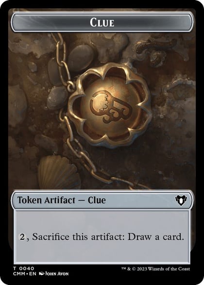 Clue // Rat Double-Sided Token, Commander Masters 40 // 17