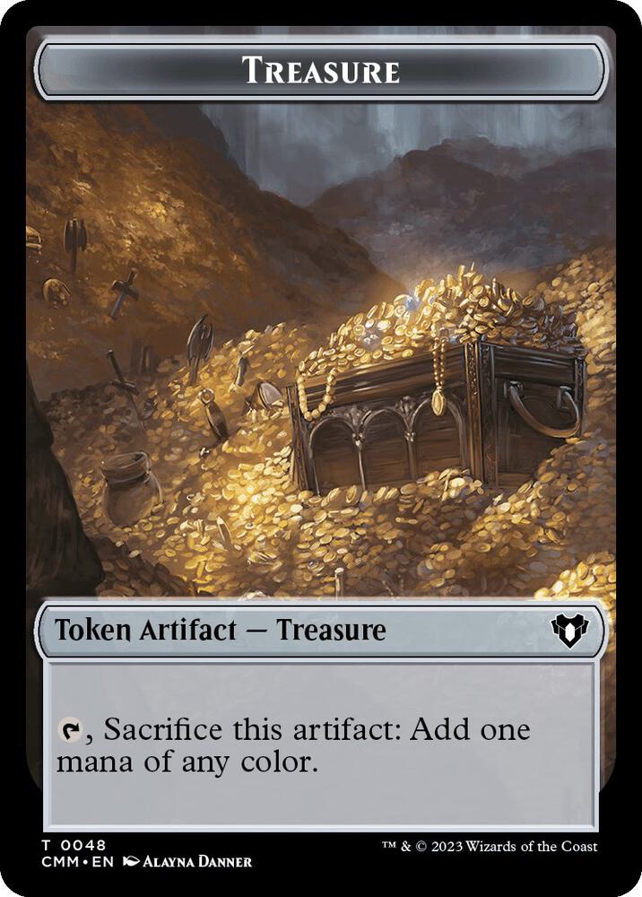 Treasure // Emblem - Ob Nixilis of the Black Oath Double-Sided Token, Commander Masters 48 // 52