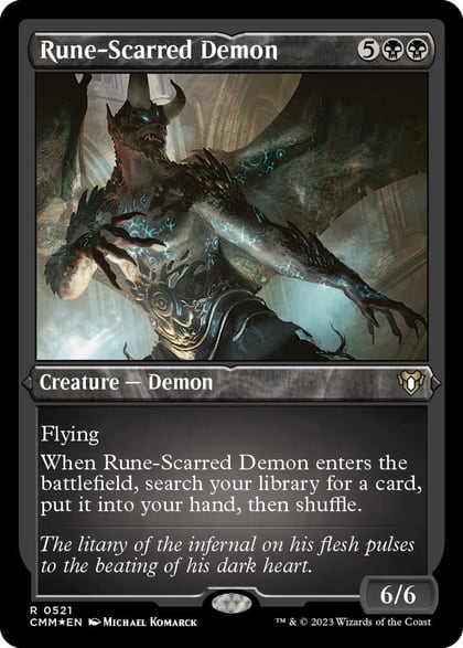 Rune-Scarred Demon (Foil Etched), Commander Masters 521