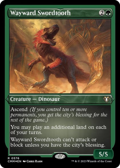 Wayward Swordtooth (Foil Etched), Commander Masters 576