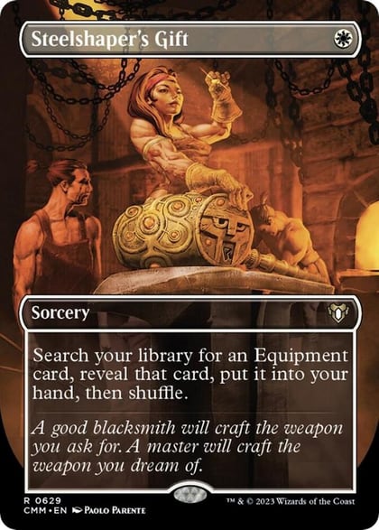Steelshaper's Gift (Borderless), Commander Masters 629