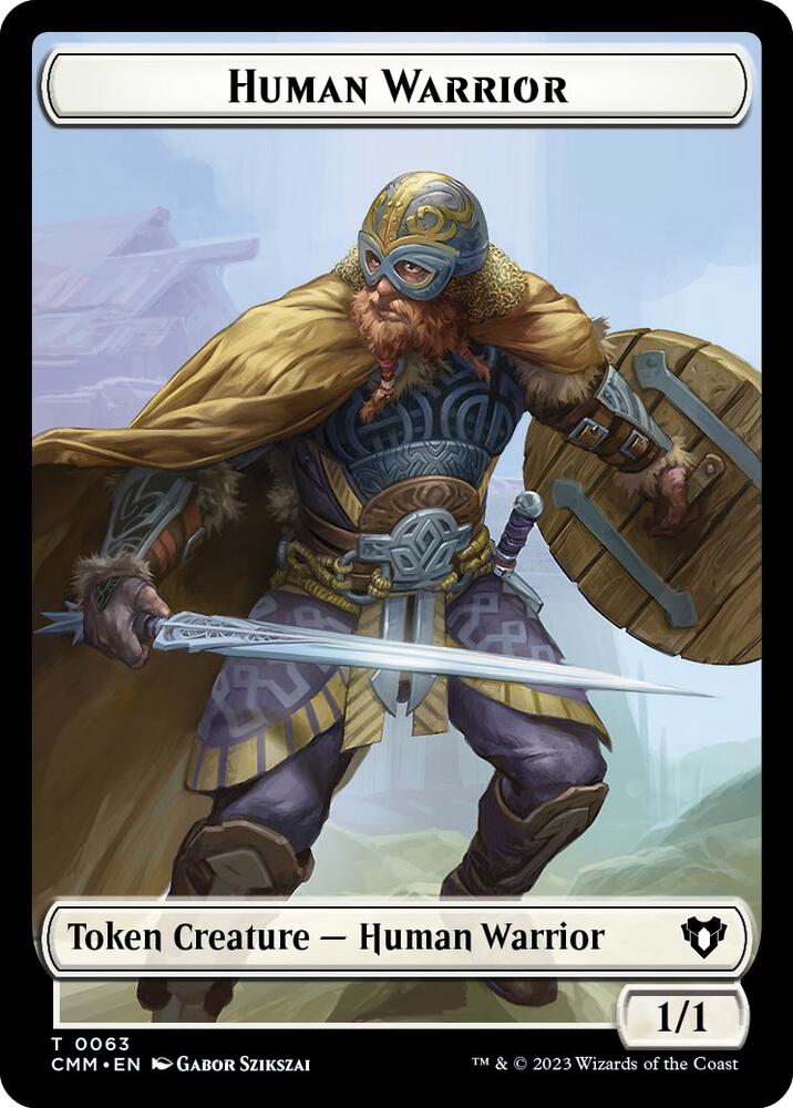 Human Warrior // Zombie Army Double-Sided Token, Commander Masters 63 // 69