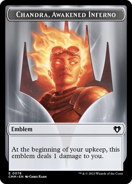 Emblem - Chandra, Awakened Inferno // Wizard Double-Sided Token, Commander Masters 78 // 71