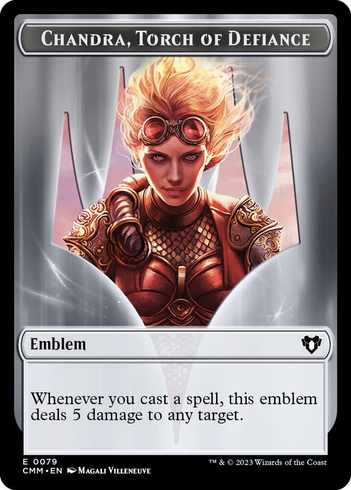 Emblem - Chandra, Torch of Defiance // Wizard Double-Sided Token, Commander Masters 79 // 71