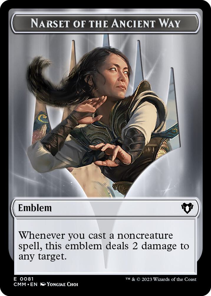 Emblem - Narset of the Ancient Way // Wizard Double-Sided Token, Commander Masters 81 // 71