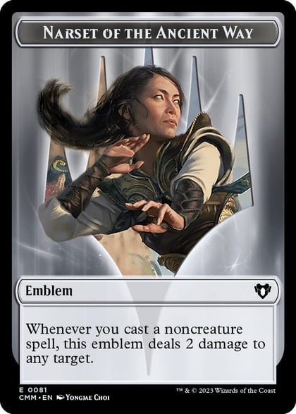 Emblem - Narset of the Ancient Way // Wizard Double-Sided Token, Commander Masters 81 // 71