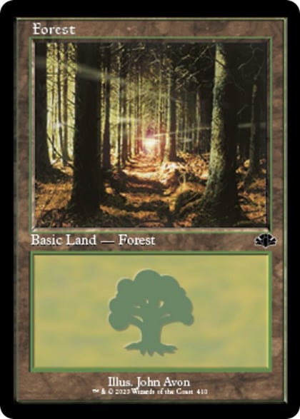 Forest (410) (Retro Frame), Dominaria Remastered 410