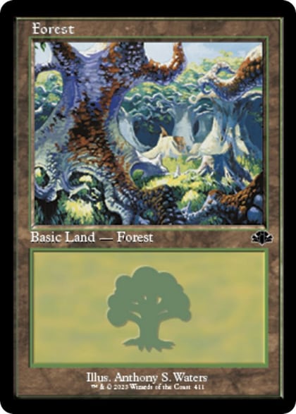 Forest (411) (Retro Frame), Dominaria Remastered 411