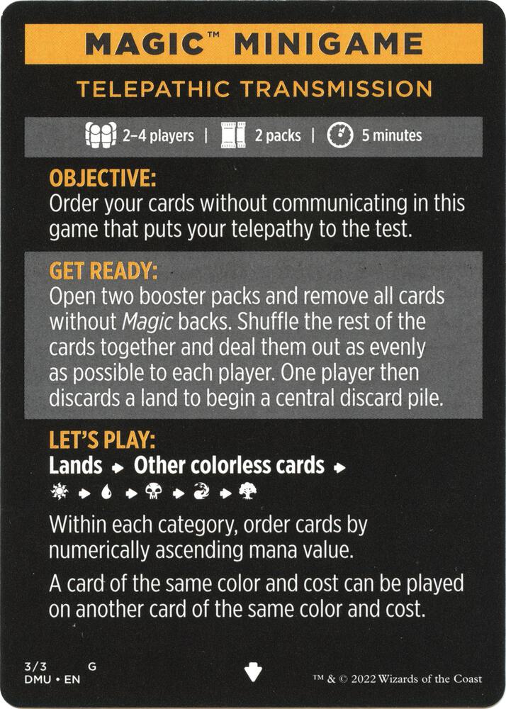 Magic Minigame: Telepathic Transmission, Dominaria United 3