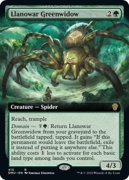 Llanowar Greenwidow (Extended Art), Dominaria United 415