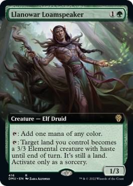 Llanowar Loamspeaker (Extended Art), Dominaria United 416