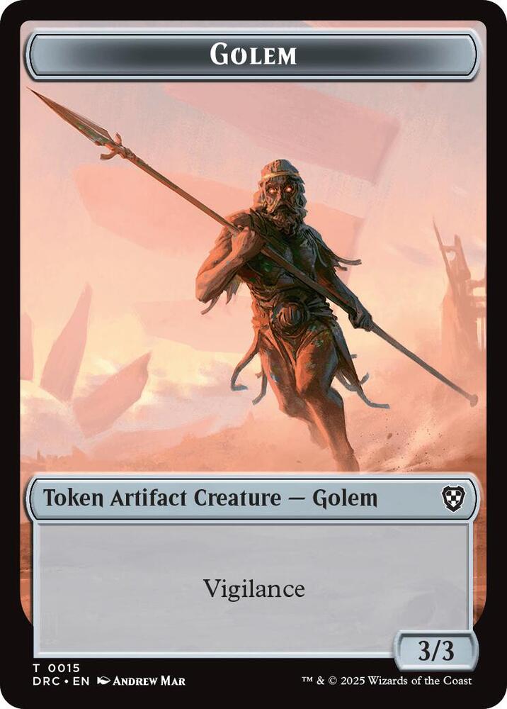 Golem (0015) // Thopter (0009) Double-Sided Token, Commander: Aetherdrift 15 // 9