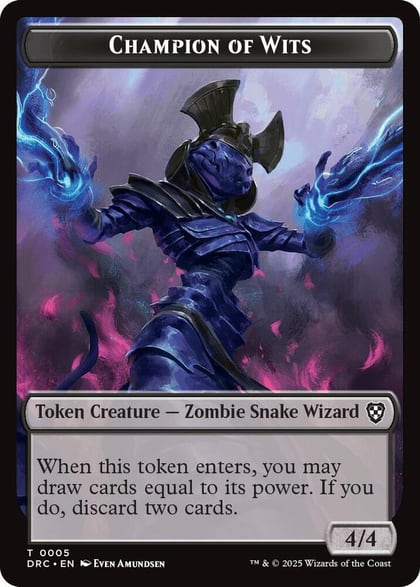 Champion of Wits // Zombie (0003) Double-Sided Token, Commander: Aetherdrift 5 // 3