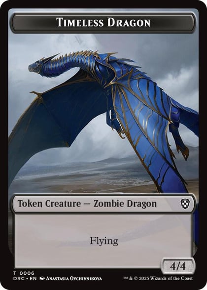 Timeless Dragon // Zombie (0003) Double-Sided Token, Commander: Aetherdrift 6 // 3