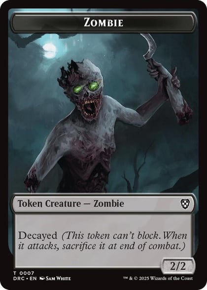 Zombie (0007) // Zombie (0003) Double-Sided Token, Commander: Aetherdrift 7 // 3