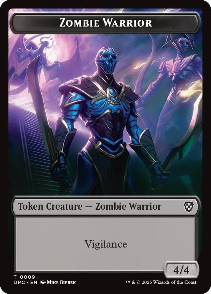 Zombie Warrior // Zombie (0003) Double-Sided Token, Commander: Aetherdrift 9 // 3
