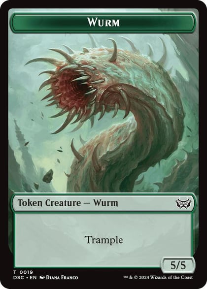 Wurm (0019) // Manifest Double-Sided Token, Commander: Duskmourn: House of Horror 19 // 18