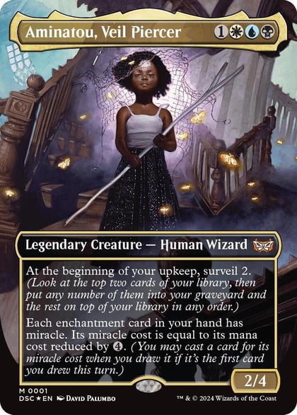 Aminatou, Veil Piercer (Borderless), Commander: Duskmourn: House of Horror 1