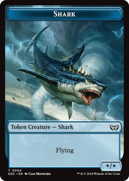 Shark // Copy Double-Sided Token, Commander: Duskmourn: House of Horror 4 // 1