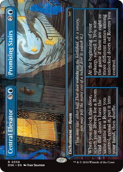 Central Elevator // Promising Stairs (Borderless), Duskmourn: House of Horror 336