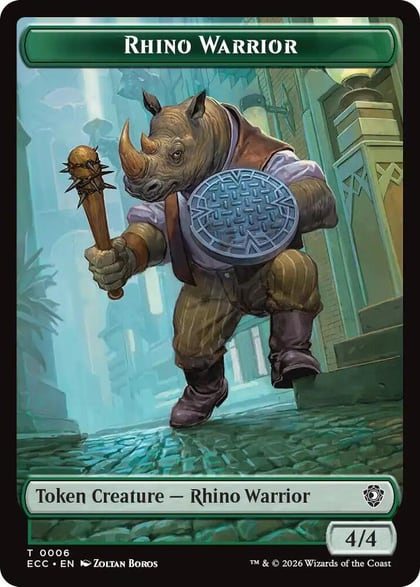Rhino Warrior // Elemental (0009) Double-Sided Token, Commander: Lorwyn Eclipsed 6 // 9