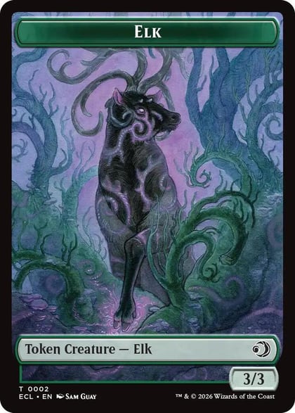 Elk // Emblem - Oko, Shadowmoor Scion Double-Sided Token, Lorwyn Eclipsed 2 // 12