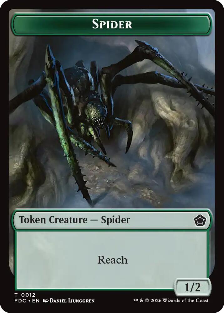 Spider // Phyrexian Beast Double-Sided Token, Commander: Foundations 12 // 11
