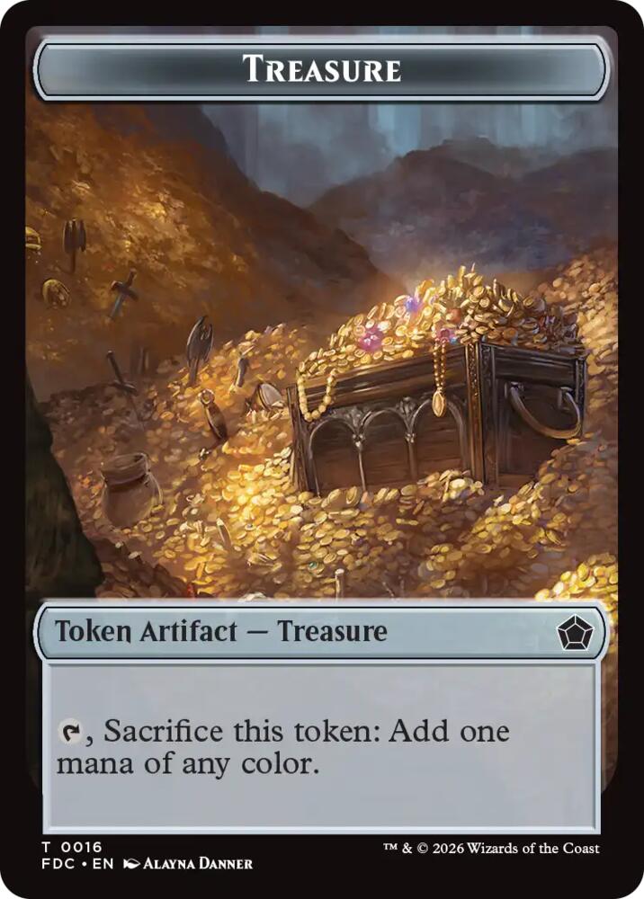 Treasure // The Monarch Double-Sided Token, Commander: Foundations 16 // 17
