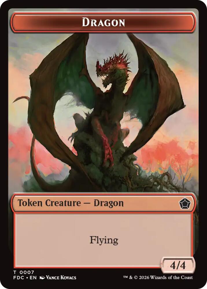 Dragon (0007) // Treasure Double-Sided Token, Commander: Foundations 7 // 16