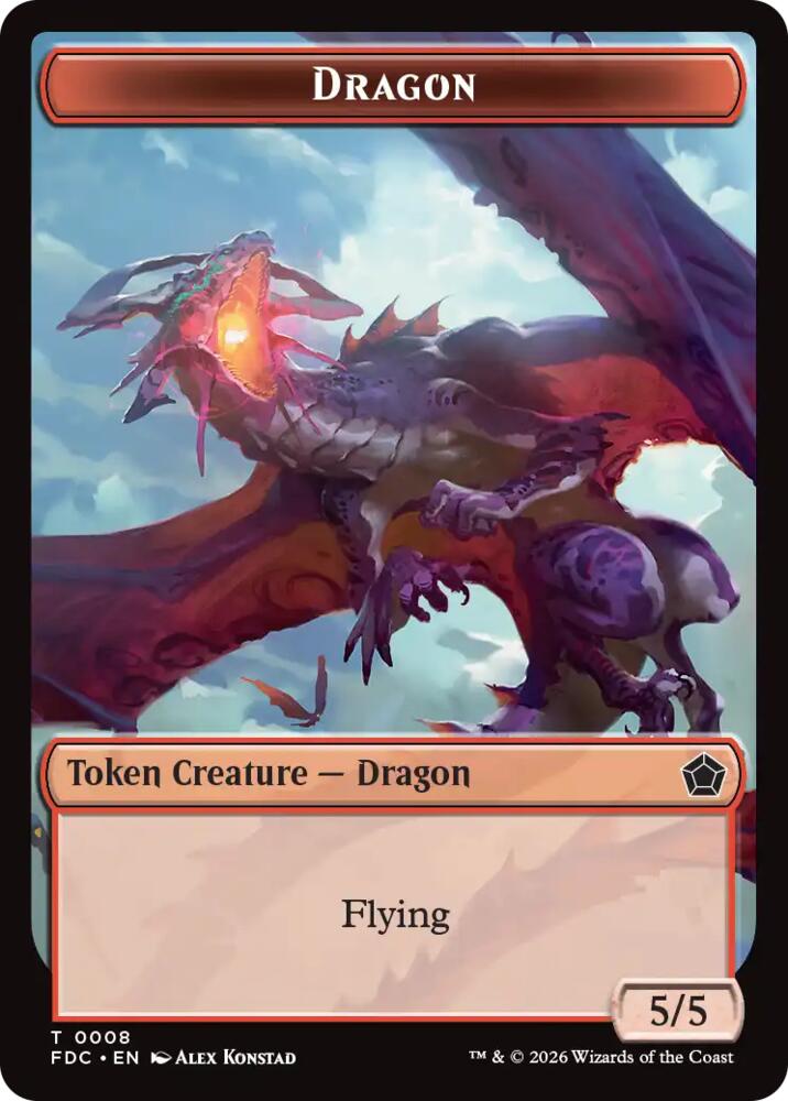 Dragon (0008) // Treasure Double-Sided Token, Commander: Foundations 8 // 16