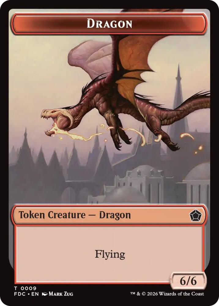 Dragon (0009) // Treasure Double-Sided Token, Commander: Foundations 9 // 16
