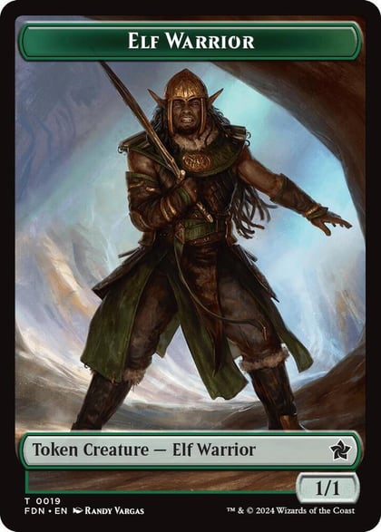 Elf Warrior // Raccoon Doubled-Sided Token, Foundations 19 // 20