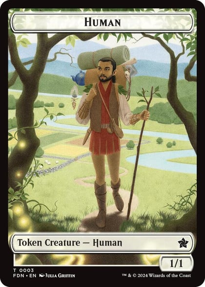 Human // Knight Double-Sided Token, Foundations 3 // 4