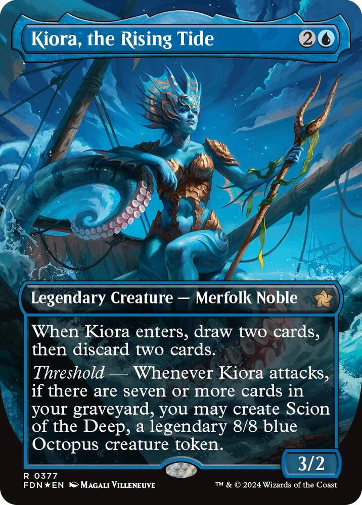 Kiora, the Rising Tide (Borderless) (Mana Foil), Foundations 377
