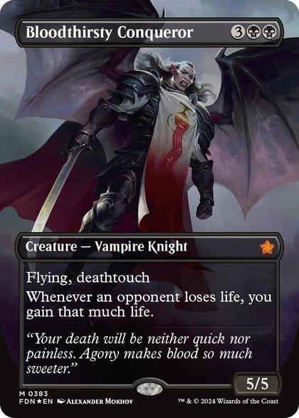 Bloodthirsty Conqueror (Borderless) (Mana Foil), Foundations 383