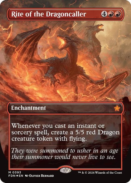 Rite of the Dragoncaller (Borderless) (Mana Foil), Foundations 393