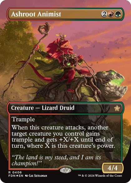 Ashroot Animist (Borderless) (Mana Foil), Foundations 406