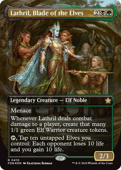 Lathril, Blade of the Elves (Borderless) (Mana Foil), Foundations 410
