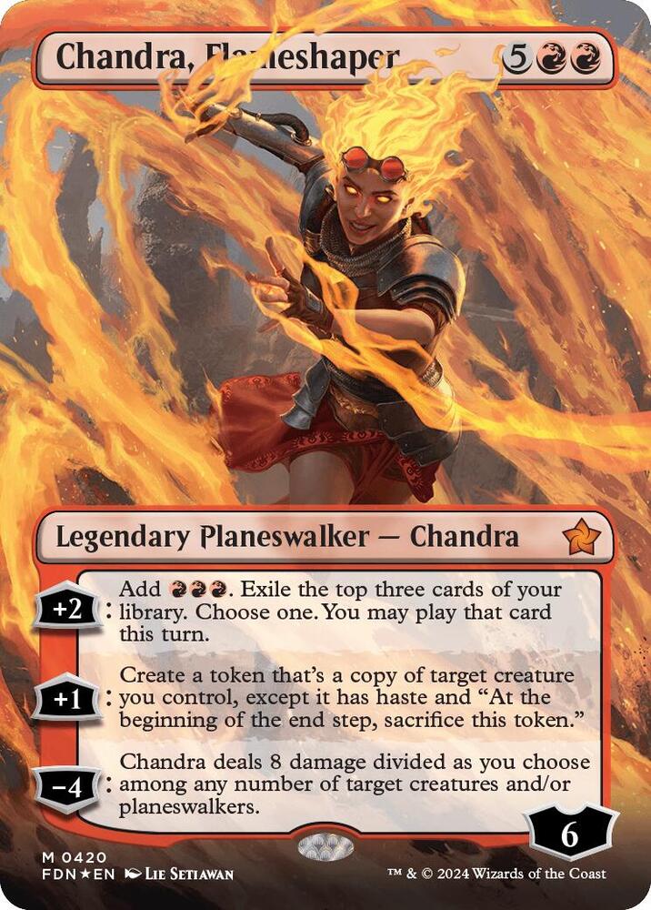 Chandra, Flameshaper (Borderless) (Mana Foil), Foundations 420