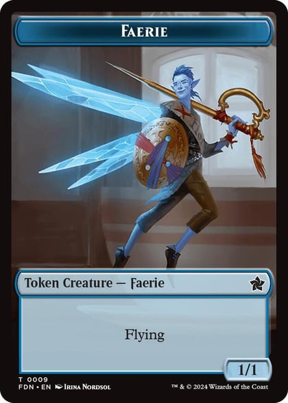 Faerie // Fish Doubled-Sided Token, Foundations 9 // 10