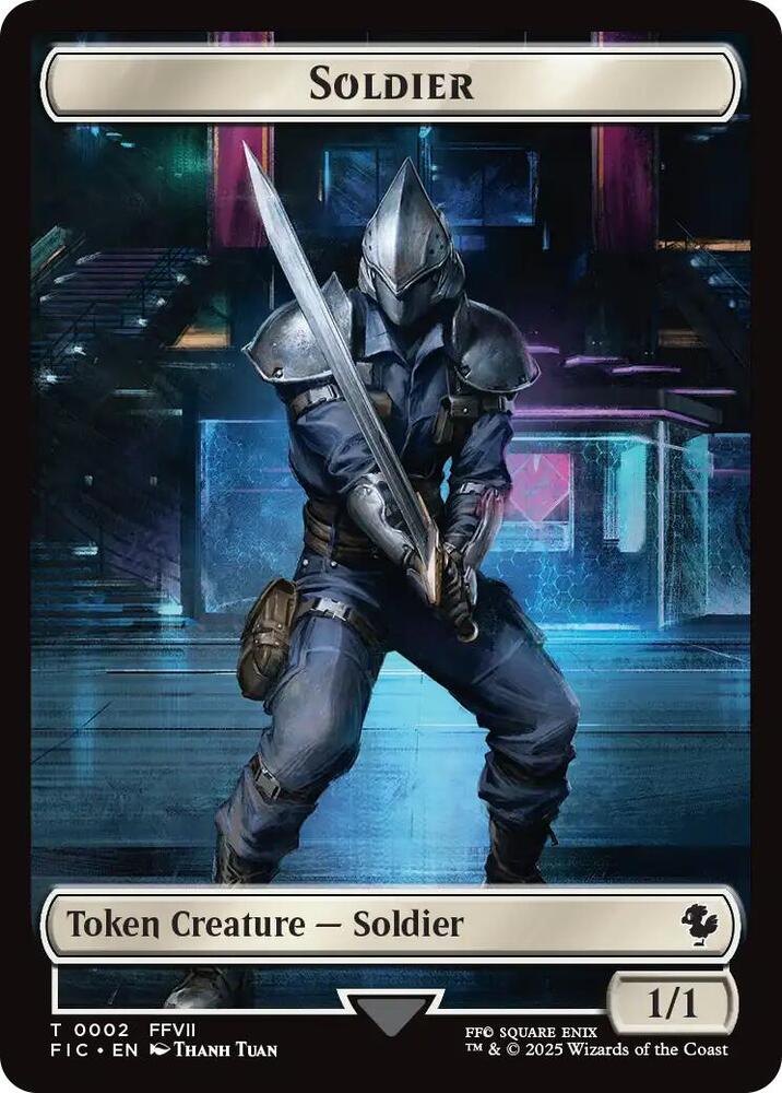 Soldier // Rebel Double-Sided Token (Surge Foil), Commander: FINAL FANTASY 2 // 7