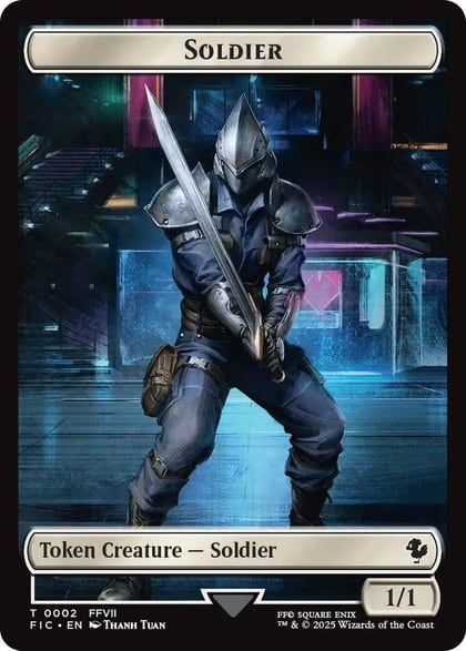 Soldier // Rebel Double-Sided Token (Surge Foil), Commander: FINAL FANTASY 2 // 7