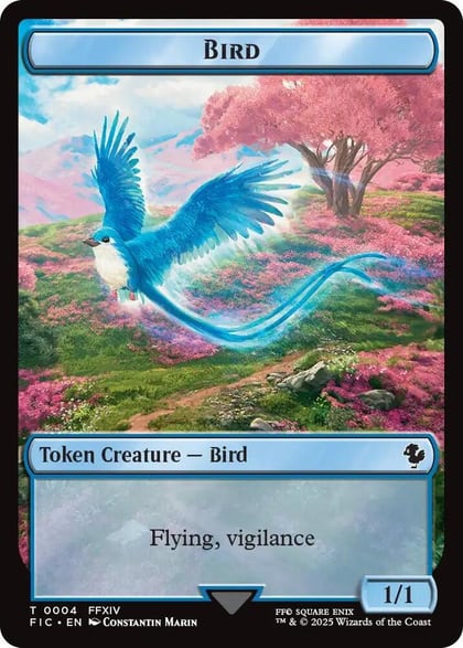 Bird // Hero (0005) Double Sided Token, Commander: FINAL FANTASY 4 // 5